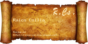 Raics Csilla névjegykártya